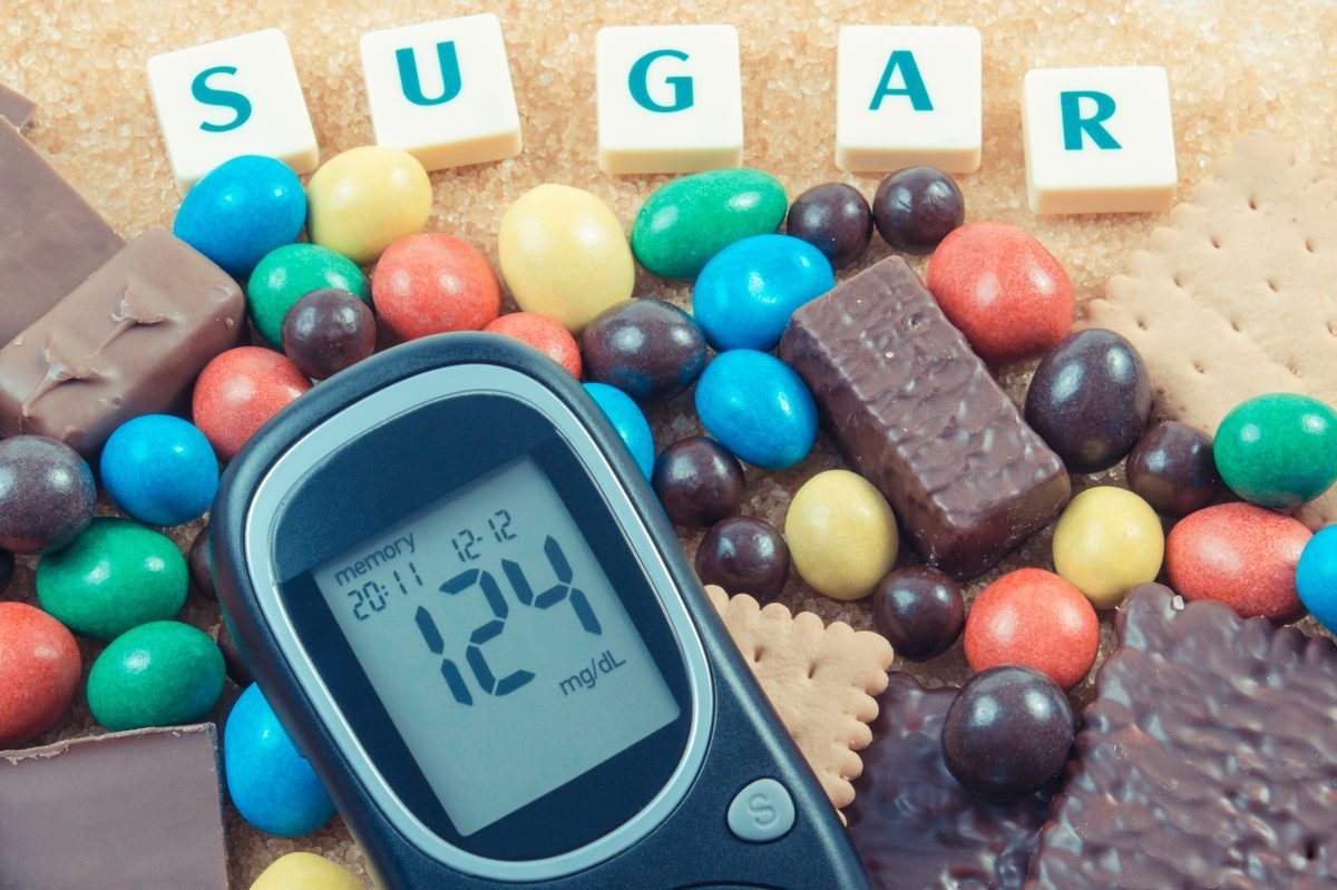 Blood glucose meter showing elevated sugar reading — berberine clinical trials measure these outcomes