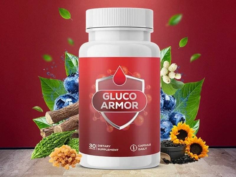 Gluco Armor bottle with ingredients