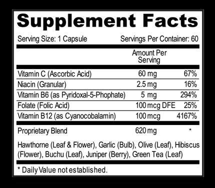 Ring Clear Supplement Facts label