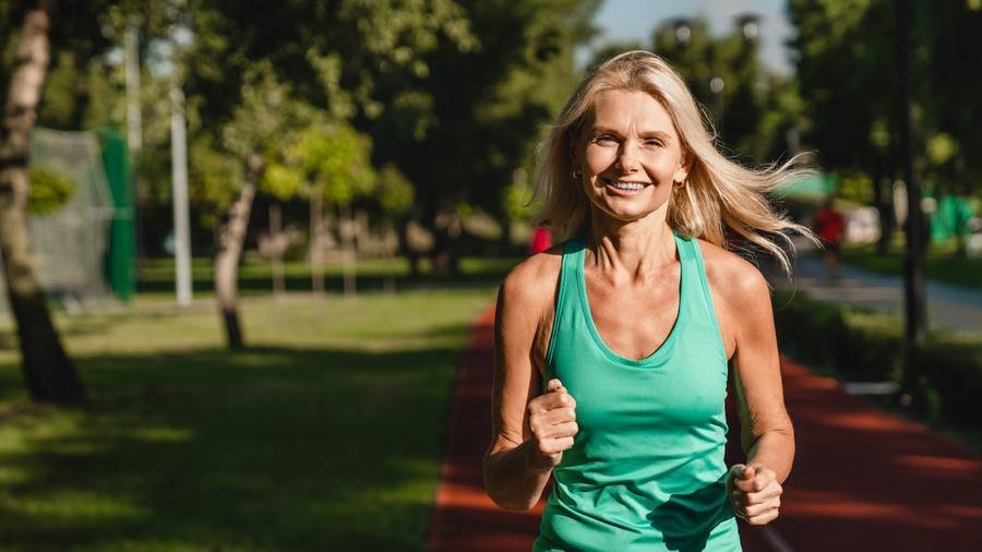 Active woman over 40 managing perimenopause naturally