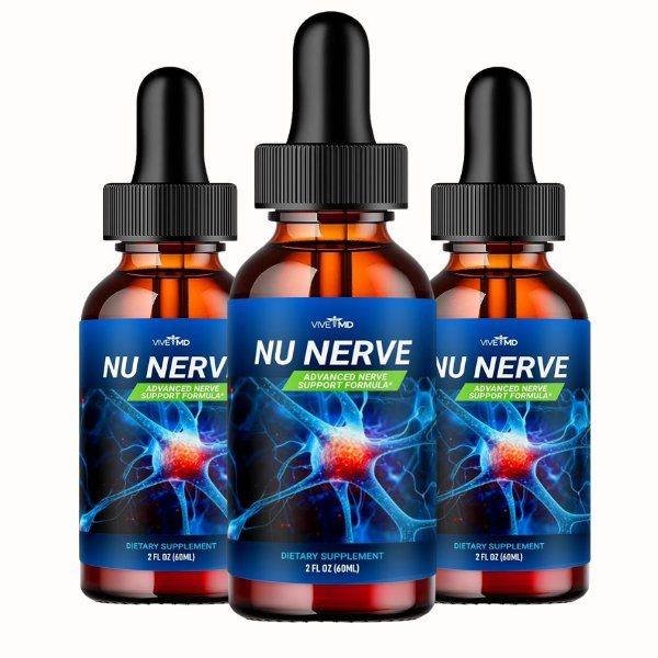 Nu Nerve 3-bottle pack — Advanced Nerve Support Formula by Vive MD, 2 FL OZ liquid dropper